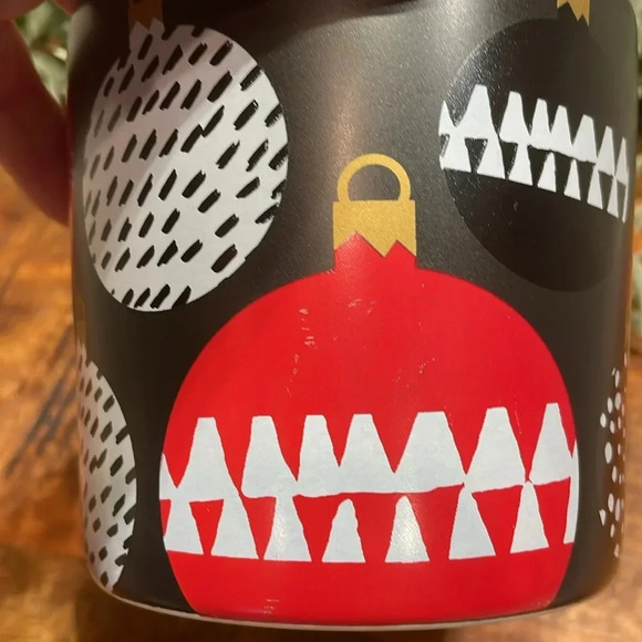 Starbucks Holiday Christmas Coffee Mug Cup With Ornaments Black White Red 14oz - Picture 9 of 9